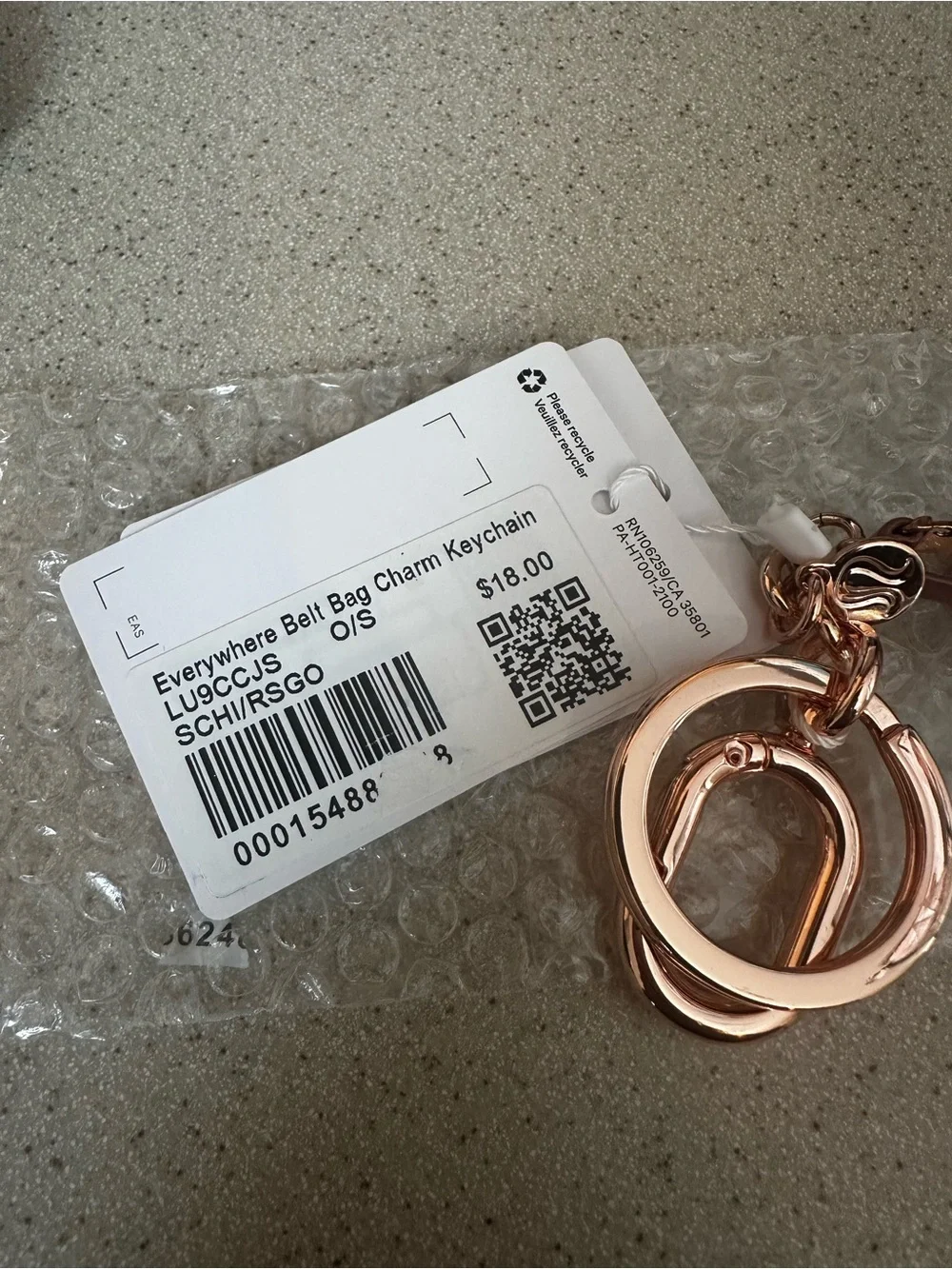 Lululemon Rose Gold & Mauve Mini Bag Keychain